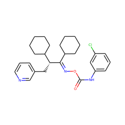 O=C(Nc1cccc(Cl)c1)O/N=C(\C1CCCCC1)[C@H](Cc1cccnc1)C1CCCCC1 ZINC000058519507