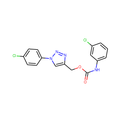 O=C(Nc1cccc(Cl)c1)OCc1cn(-c2ccc(Cl)cc2)nn1 ZINC000001387972