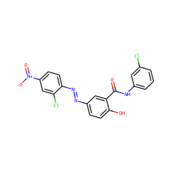 O=C(Nc1cccc(Cl)c1)c1cc(N=Nc2ccc([N+](=O)[O-])cc2Cl)ccc1O ZINC000263596914