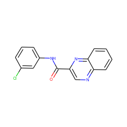 O=C(Nc1cccc(Cl)c1)c1cnc2ccccc2n1 ZINC000005424732