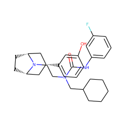 O=C(Nc1cccc(F)c1)N(CCN1[C@H]2CC[C@@H]1C[C@H](c1cccc(O)c1)C2)CC1CCCCC1 ZINC000117304769