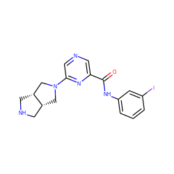 O=C(Nc1cccc(I)c1)c1cncc(N2C[C@@H]3CNC[C@@H]3C2)n1 ZINC000073169202