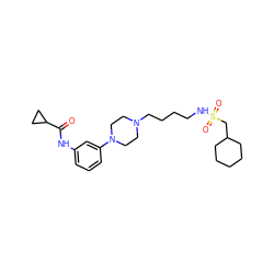 O=C(Nc1cccc(N2CCN(CCCCNS(=O)(=O)CC3CCCCC3)CC2)c1)C1CC1 ZINC000013703857