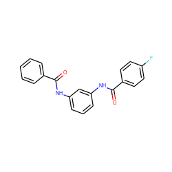 O=C(Nc1cccc(NC(=O)c2ccc(F)cc2)c1)c1ccccc1 ZINC000000172584