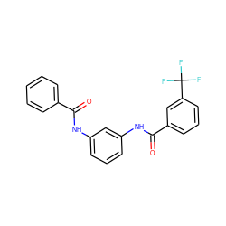 O=C(Nc1cccc(NC(=O)c2cccc(C(F)(F)F)c2)c1)c1ccccc1 ZINC000169304204