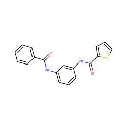 O=C(Nc1cccc(NC(=O)c2cccs2)c1)c1ccccc1 ZINC000000482188