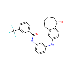 O=C(Nc1cccc(Nc2ccc3c(c2)CCCCC3=O)c1)c1cccc(C(F)(F)F)c1 ZINC000095575266