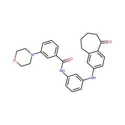 O=C(Nc1cccc(Nc2ccc3c(c2)CCCCC3=O)c1)c1cccc(N2CCOCC2)c1 ZINC000095571772