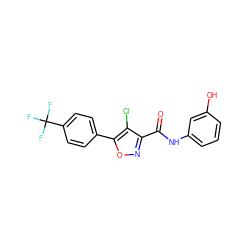 O=C(Nc1cccc(O)c1)c1noc(-c2ccc(C(F)(F)F)cc2)c1Cl ZINC000066075105