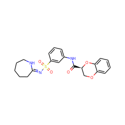 O=C(Nc1cccc(S(=O)(=O)/N=C2/CCCCCN2)c1)[C@@H]1COc2ccccc2O1 ZINC000013136541