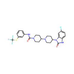 O=C(Nc1cccc(SC(F)(F)F)c1)N1CCC(N2CCC(n3c(=O)[nH]c4ccc(F)cc43)CC2)CC1 ZINC000049872344