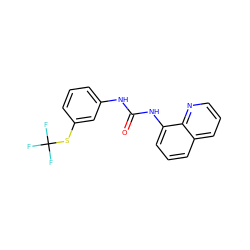 O=C(Nc1cccc(SC(F)(F)F)c1)Nc1cccc2cccnc12 ZINC000013608716