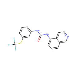 O=C(Nc1cccc(SC(F)(F)F)c1)Nc1cccc2cnccc12 ZINC000013608718