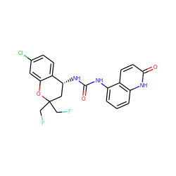 O=C(Nc1cccc2[nH]c(=O)ccc12)N[C@@H]1CC(CF)(CF)Oc2cc(Cl)ccc21 ZINC000143644645