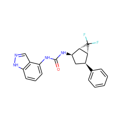 O=C(Nc1cccc2[nH]ncc12)N[C@@H]1C[C@H](c2ccccc2)[C@@H]2[C@H]1C2(F)F ZINC000169704913