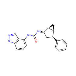 O=C(Nc1cccc2[nH]ncc12)N[C@@H]1C[C@H](c2ccccc2)[C@@H]2C[C@@H]21 ZINC000169704915