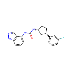 O=C(Nc1cccc2[nH]ncc12)N[C@@H]1CC[C@@H](c2cccc(F)c2)C1 ZINC000169704931