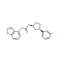 O=C(Nc1cccc2[nH]ncc12)N[C@H]1CC[C@@H](c2cccc(F)c2)C1 ZINC000169704932