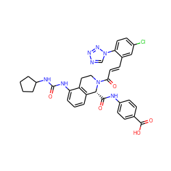 O=C(Nc1cccc2c1CCN(C(=O)/C=C/c1cc(Cl)ccc1-n1cnnn1)[C@@H]2C(=O)Nc1ccc(C(=O)O)cc1)NC1CCCC1 ZINC001772583282