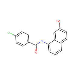 O=C(Nc1cccc2ccc(O)cc12)c1ccc(Cl)cc1 ZINC000013589072