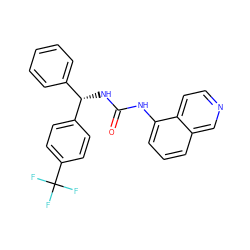 O=C(Nc1cccc2cnccc12)N[C@@H](c1ccccc1)c1ccc(C(F)(F)F)cc1 ZINC000014973639