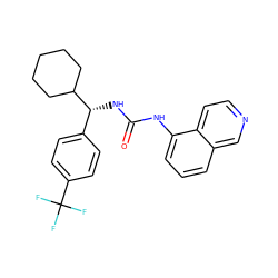 O=C(Nc1cccc2cnccc12)N[C@H](c1ccc(C(F)(F)F)cc1)C1CCCCC1 ZINC000014973735