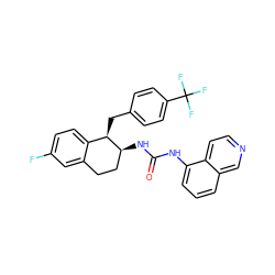 O=C(Nc1cccc2cnccc12)N[C@H]1CCc2cc(F)ccc2[C@H]1Cc1ccc(C(F)(F)F)cc1 ZINC000028959441