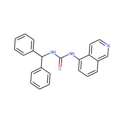 O=C(Nc1cccc2cnccc12)NC(c1ccccc1)c1ccccc1 ZINC000014973663