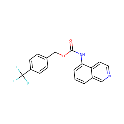 O=C(Nc1cccc2cnccc12)OCc1ccc(C(F)(F)F)cc1 ZINC000013608758