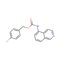 O=C(Nc1cccc2cnccc12)OCc1ccc(Cl)cc1 ZINC000013608763