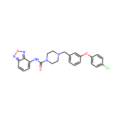 O=C(Nc1cccc2nonc12)N1CCN(Cc2cccc(Oc3ccc(Cl)cc3)c2)CC1 ZINC000095559486