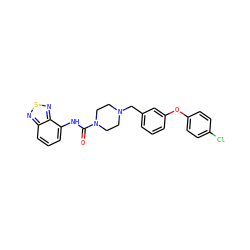 O=C(Nc1cccc2nsnc12)N1CCN(Cc2cccc(Oc3ccc(Cl)cc3)c2)CC1 ZINC000095558499