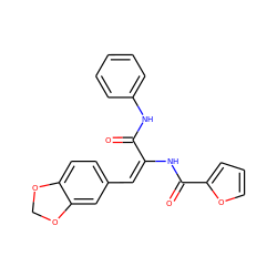 O=C(Nc1ccccc1)/C(=C\c1ccc2c(c1)OCO2)NC(=O)c1ccco1 ZINC000004837335