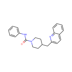 O=C(Nc1ccccc1)N1CCC(Cc2ccc3ccccc3n2)CC1 ZINC000103287205