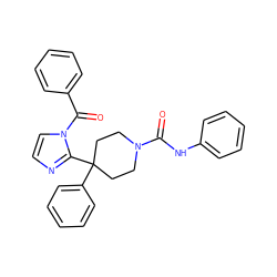 O=C(Nc1ccccc1)N1CCC(c2ccccc2)(c2nccn2C(=O)c2ccccc2)CC1 ZINC000028565677