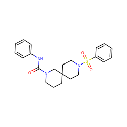 O=C(Nc1ccccc1)N1CCCC2(CCN(S(=O)(=O)c3ccccc3)CC2)C1 ZINC000003956110