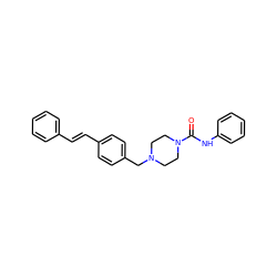 O=C(Nc1ccccc1)N1CCN(Cc2ccc(/C=C/c3ccccc3)cc2)CC1 ZINC000136487071