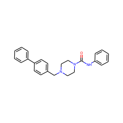 O=C(Nc1ccccc1)N1CCN(Cc2ccc(-c3ccccc3)cc2)CC1 ZINC000137446982