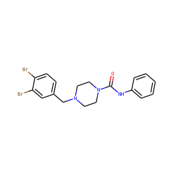 O=C(Nc1ccccc1)N1CCN(Cc2ccc(Br)c(Br)c2)CC1 ZINC000035998399