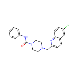 O=C(Nc1ccccc1)N1CCN(Cc2ccc3cc(Cl)ccc3n2)CC1 ZINC000035996741