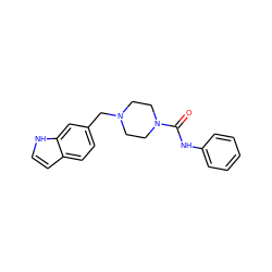 O=C(Nc1ccccc1)N1CCN(Cc2ccc3cc[nH]c3c2)CC1 ZINC000137391878