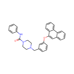 O=C(Nc1ccccc1)N1CCN(Cc2cccc(Oc3cc4ccccc4c4ccccc34)c2)CC1 ZINC000200260985