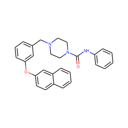 O=C(Nc1ccccc1)N1CCN(Cc2cccc(Oc3ccc4ccccc4c3)c2)CC1 ZINC000200260889