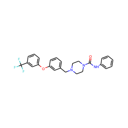 O=C(Nc1ccccc1)N1CCN(Cc2cccc(Oc3cccc(C(F)(F)F)c3)c2)CC1 ZINC000038254875