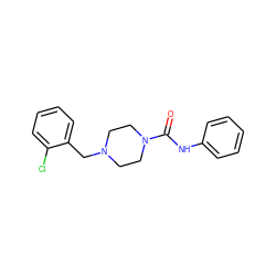 O=C(Nc1ccccc1)N1CCN(Cc2ccccc2Cl)CC1 ZINC000028579921