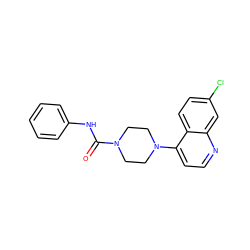 O=C(Nc1ccccc1)N1CCN(c2ccnc3cc(Cl)ccc23)CC1 ZINC000040356387