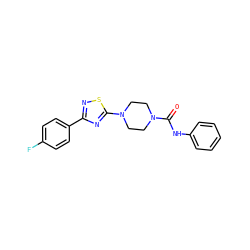 O=C(Nc1ccccc1)N1CCN(c2nc(-c3ccc(F)cc3)ns2)CC1 ZINC000034837778