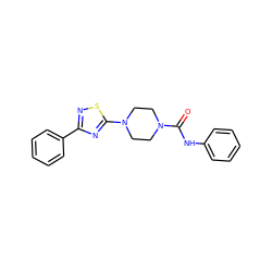 O=C(Nc1ccccc1)N1CCN(c2nc(-c3ccccc3)ns2)CC1 ZINC000001028145