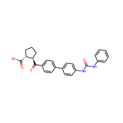 O=C(Nc1ccccc1)Nc1ccc(-c2ccc(C(=O)[C@@H]3CCC[C@H]3C(=O)O)cc2)cc1 ZINC000014974393