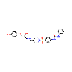 O=C(Nc1ccccc1)Nc1ccc(S(=O)(=O)N2CCC(CNC[C@H](O)COc3ccc(O)cc3)CC2)cc1 ZINC000026749812